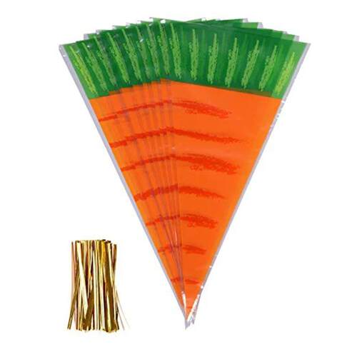 20/40pcs Easter Bunny Carrot Candy Bags Rabbit Gift Bag Spri