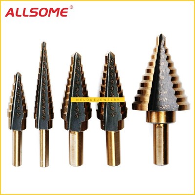 5pc HSS Cobalt Step Drill Bit Set itanium Cone Drill Hole Cu