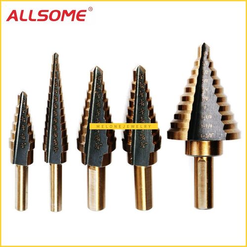5pc HSS Cobalt Step Drill Bit Set itanium Cone Drill Hole Cu