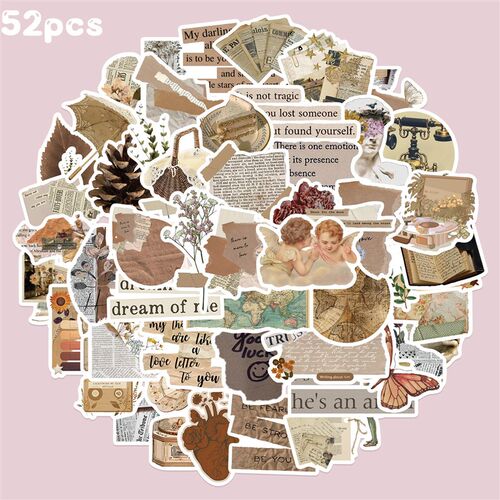 25/52PCS Cartoon Vintage ers Retro Style Pattern Diary Plann