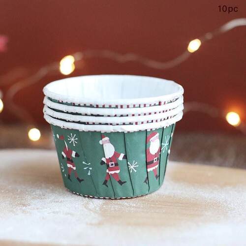 10pcs Christmas Cupcake Paper Cups Xmas Santa Claus Snowman