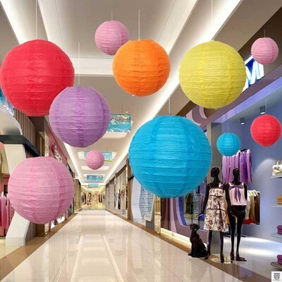 1pc 16Inch 40cm Paper Lanterns White Pink Hanging Lanterns