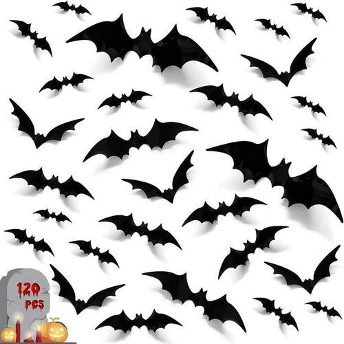 Halloween 3D Black Bat Wall Stickers Home Room Indoor DIY De