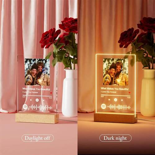 Personalised Acrylic Spotify Music Photo Plaque with LED Nig