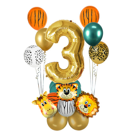 18Pcs Jungle Animal Balloons Set Chrome Metallic Latex Ballo