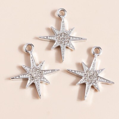 10pcs 25*21mm Shining Crystal Star Charms for Earrings Brace