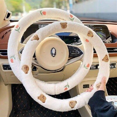 Car Accessories Interior Woman Car Steering Wheel Cover Wint