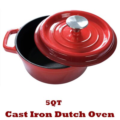 Cast Iron Dutch Oven Pot Bread Baking Casserole Cookware