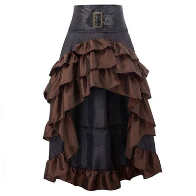 Cosplay Vintage Steampunk Dress Victorian Medieval Ruffled