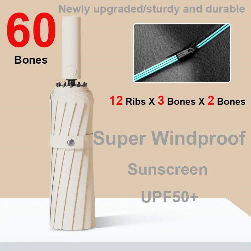 12 Ribs/60 Bone Reinforced Strong Windproof Automatic Umbrel