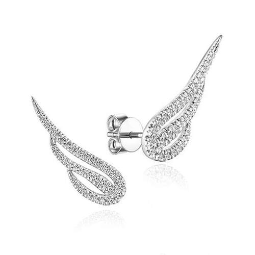Genuine Platinum Plated Cute Angel Feather Fairy Stud Earrin