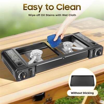 2in1 2-Burner Portable Camping Stove, Butane Camping Stove K