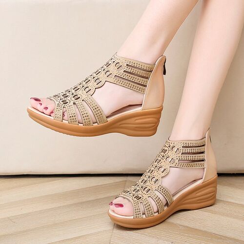 2020 Woman Sandals Women Cyrstal Comfortable Pumps Ladies Fa