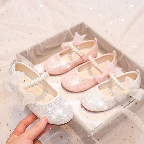 Fashion Girls Mary Janes for Party Wedding Shows Bow Pearls