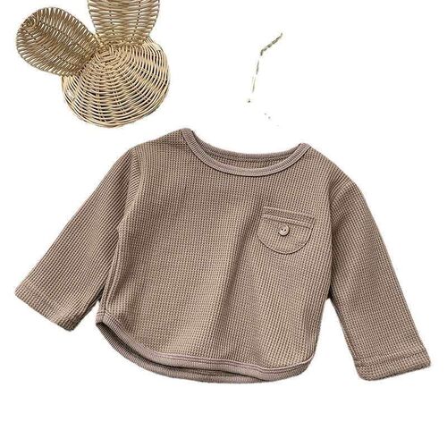 Ins Childrens Wer Bby utumn Simple Round Edge Bse Shirt Men