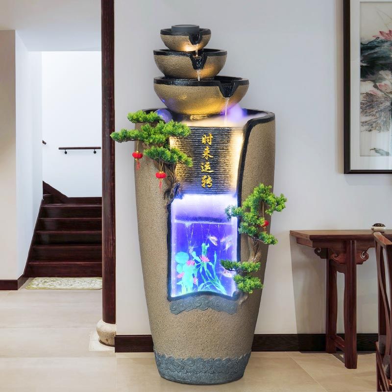 中式流水落地摆件阳台喷泉鱼缸循环水客厅办公室招财乔迁新居礼品,家居饰品,落地摆件,淘宝优惠券,粉丝福利购,淘宝优惠卷