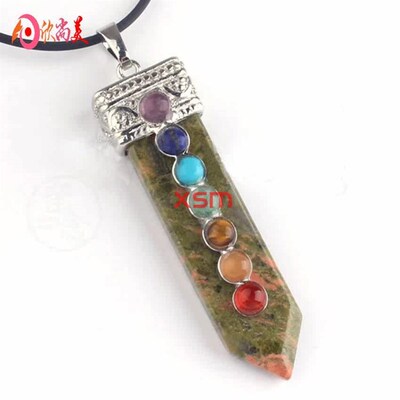(Natural crystal pendant neckl colorful crystal Sword Pendan