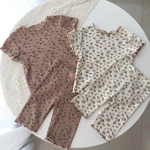 0-12 Years Old 2pcs Summer Baby Girls Children Kids Print Fl