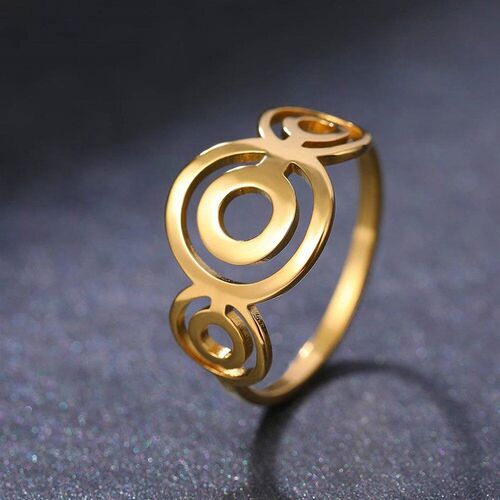 Stainless Steel Rings Simple Geometric Double Circle Gothic