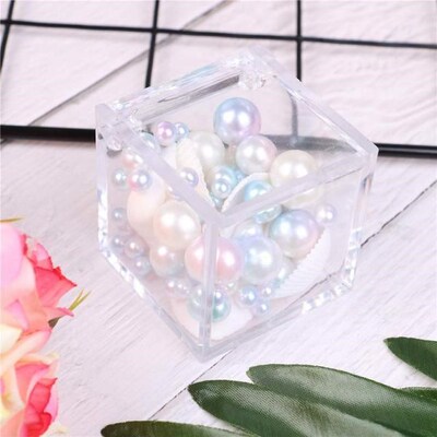 1pc Transparent Can Open Favor Boxes Square Wedding Candy Bo