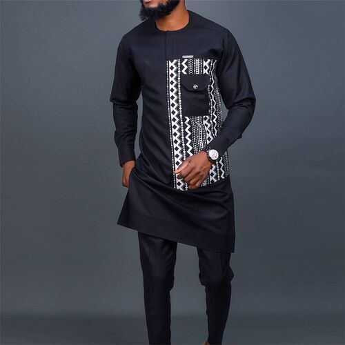 2023 African Men Dashiki Long Sleeve 2 Piece Set Traditional