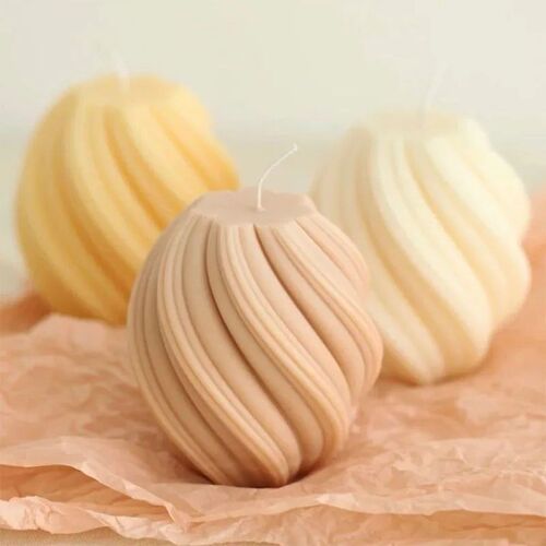 3D Rotating Pillar Candle Silicone Mold Geometric Wave Candl