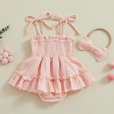 Lioraitiin born Baby Girls Romper Dress Summer Clothes Sleev