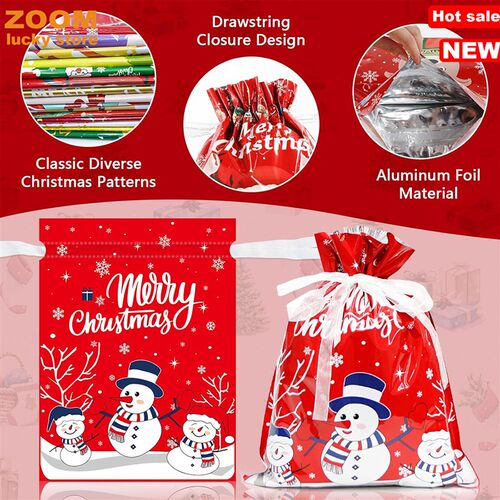 30pcs Christmas Drawstring Gift Bags,Wrapping Bag decoration