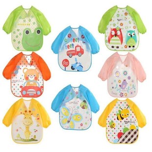 Cute Baby Bibs Waterproof Long Sleeve Apron Children Feeding