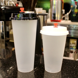 90口奶茶杯一次性带盖商用700ml注塑杯磨砂光杯果汁饮料杯盖定制