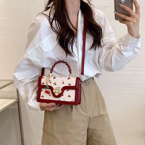 Cute Cherry Twist Portable Small Square Bag New Fashionable