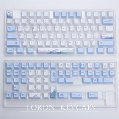 129 Keys Blue White Cherry Profile PBT Keycaps For Mechanica