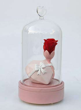 Eternal flower love music bell resin ornament Valentines Da