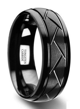 Fashion Mens Silver Color Black Stainless Steel Ring