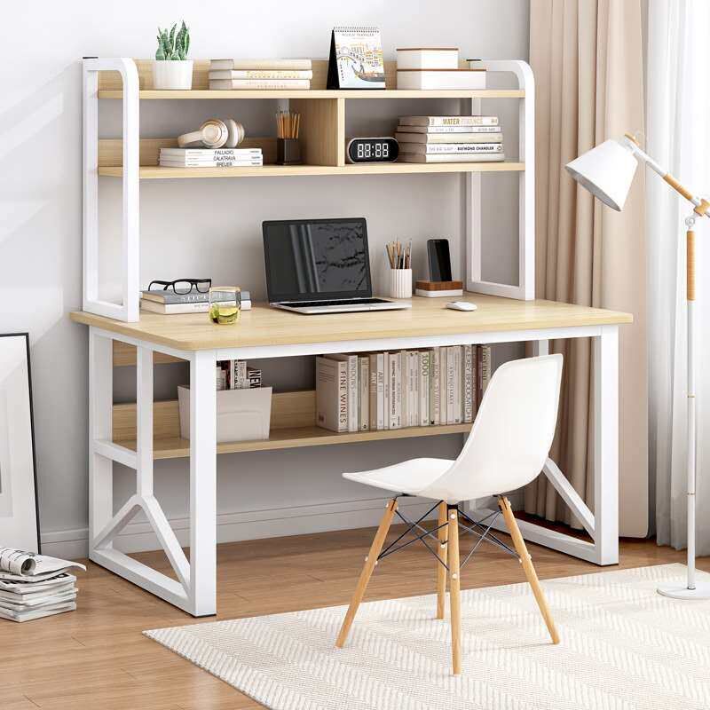 Computer Desktop Tae Simple Desk with Bookshelf Combination