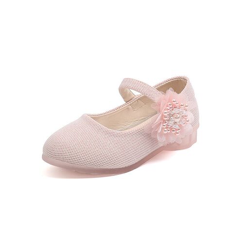 Fashion Pearl Big Flower Girls Leather Shoes Childrens Princ
