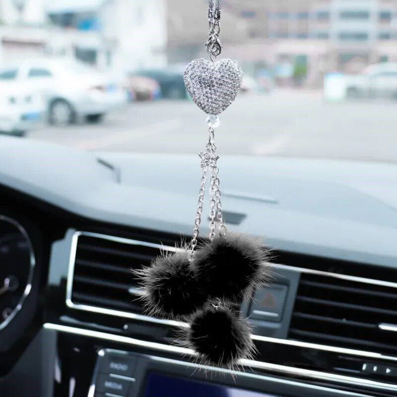 Fashion Diamond Car Accessorie Bling Hairball Pendant Auto R