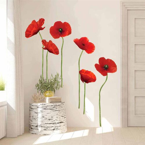 1pc Watercolor Red Flowers Wall ers for Children Room Door R