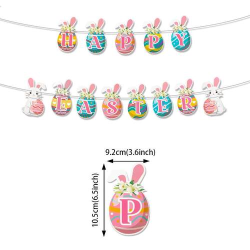 Easter Banner Cute Bunny Rabbit Eggs Banner Hanging Garland