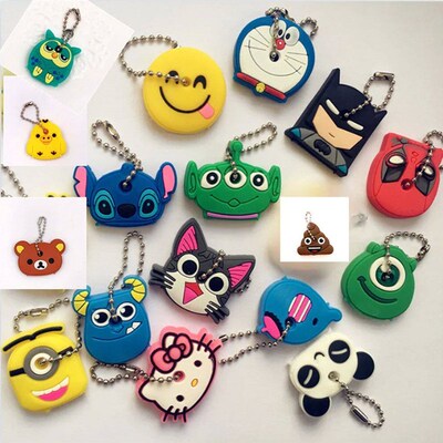1PCS Fashion Cartoon Keychain Silicone Dog Cat Animal Protec