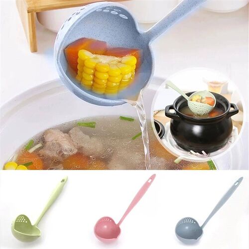 2 in 1 Long Handle Soup Spoon Home Strainer Cooking Colander