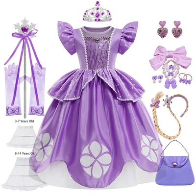 Girls Sofia Dress Children Halloween Birthday Party Princess