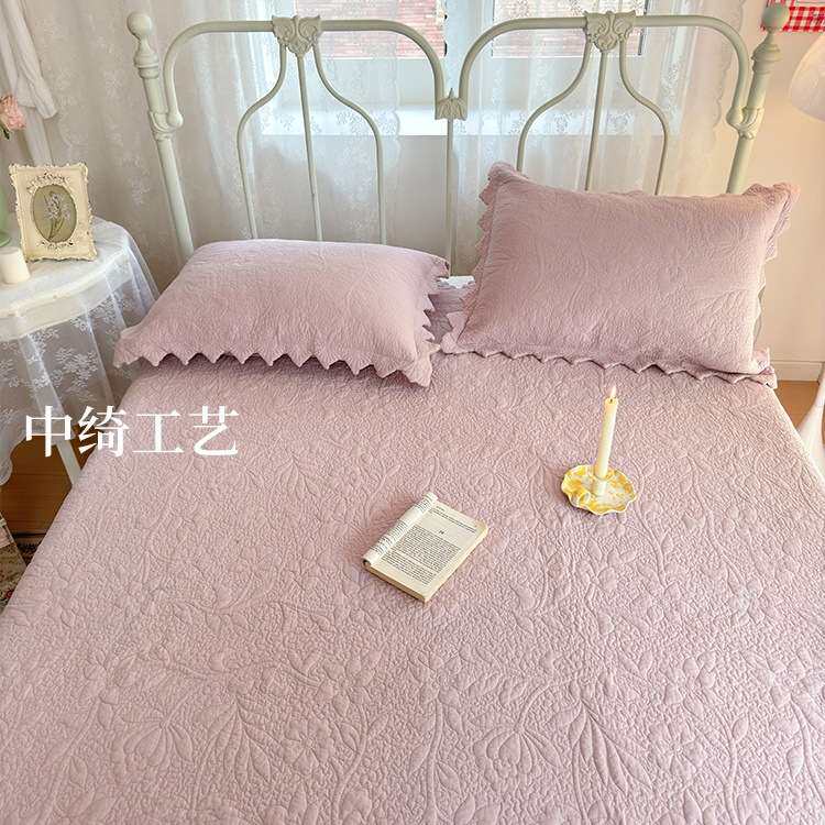 中绮 法式纯棉绗缝被床盖三件套可水洗厂家 夏凉被纯棉可水洗