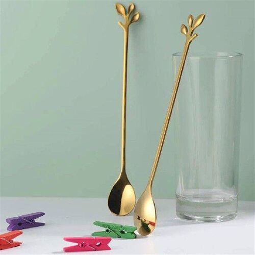 6pcs Tea Spoons Long Handle Stainless Steel Ice Cream