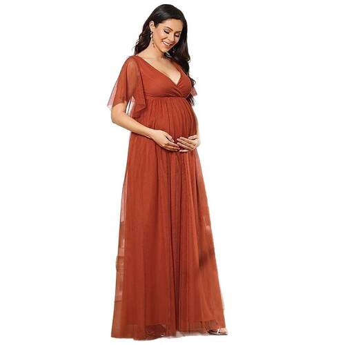 temperament Evening maternity Pregnant womens V-neck dress