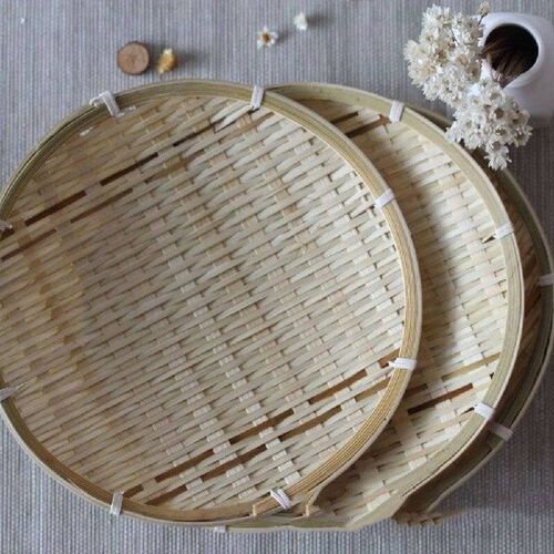 Home Round Shape Handmade Bamboo Weaving Sieve Fruit Tea