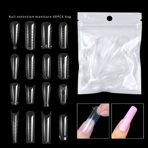60Pcs/ag Dual Forms Extended Plastic Nails er Paper-free Sup