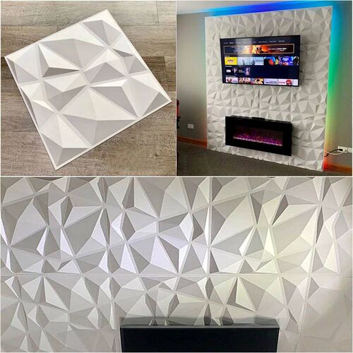 30x30cm Decorative 3D Wall Panels in Diamond Design Matt Whi