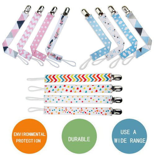 1 Pack Baby Pacifier Clip Chain Ribbon Holder Pacifier 4 Pcs