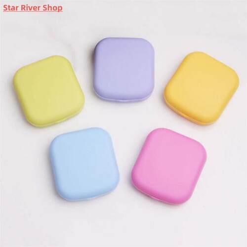 1pc New Mini Square Contact Lens Case with Mirror Women Colo